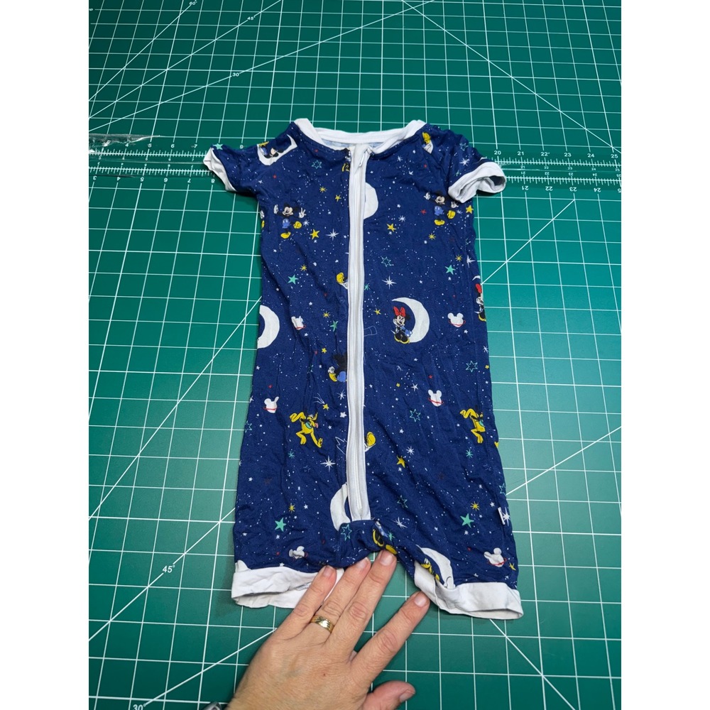 Little Sleepies Disney Mickey Minnie Pluto Moon Star Bamboo Zippy Romper 2T